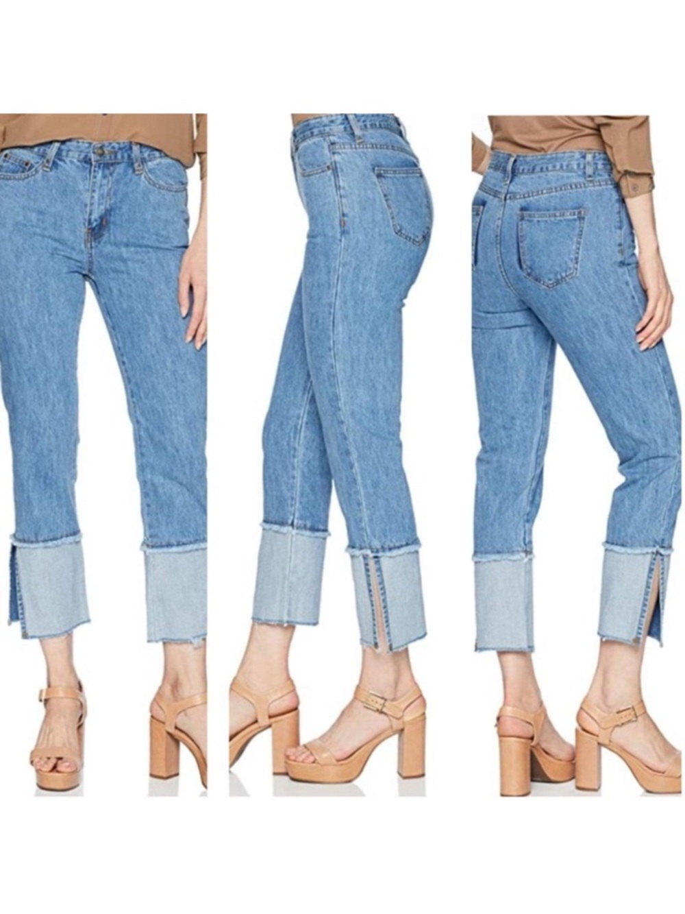 EVIDNT Malta high rise cuffed raw hem crop jeans